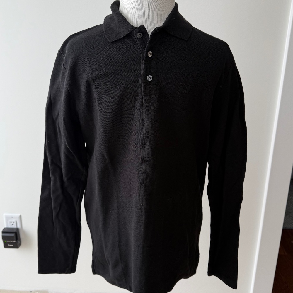 Louis Vuitton Uniforms Mens Black Logo Collared Long Sleeve Polo Shirt M